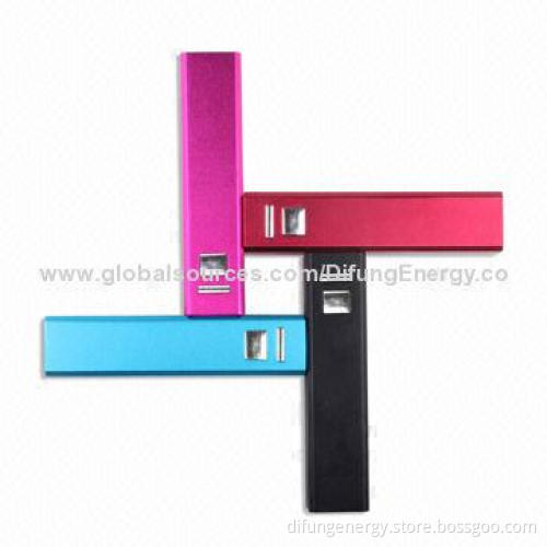 Lipstick Colorful Power Banks, 2,600mAh, OEM Laser Logo on the Surface